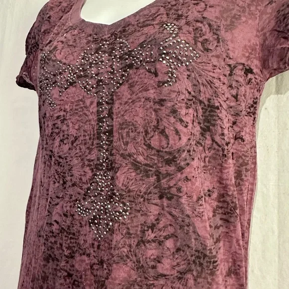 American Age purple Fitted Embellished T-Shirt, M - Picture 2 of 4